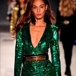 Balmain sequence green  dress